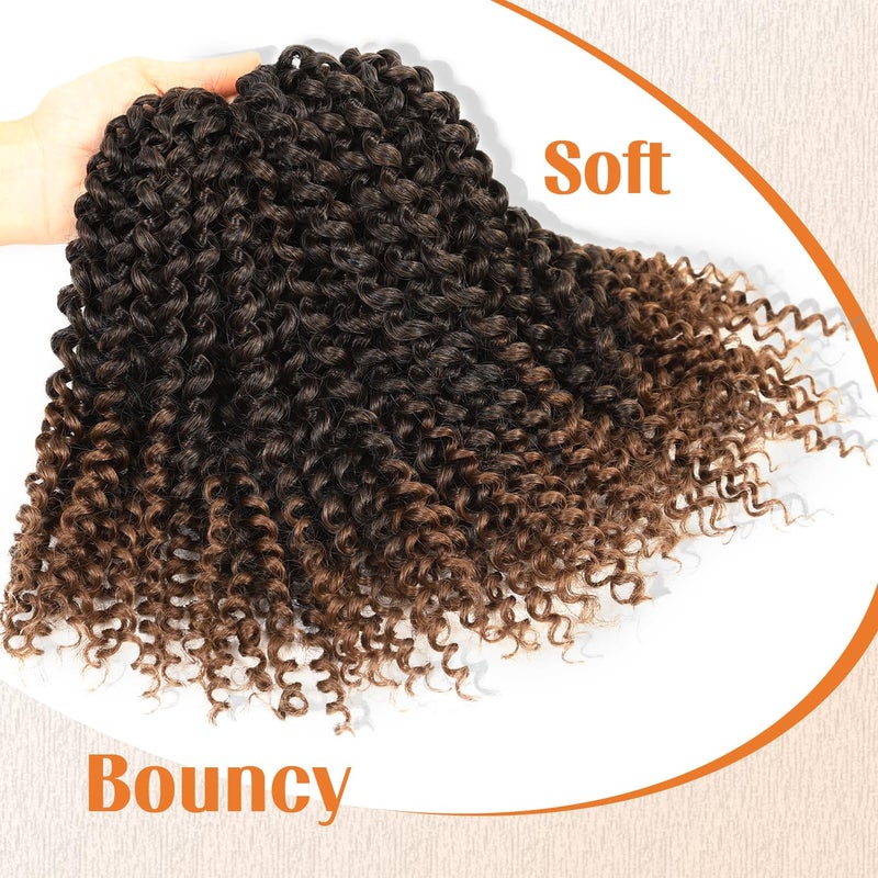 LADY MIRANDA Brown Color Afro kinky Curly Braiding Hair Extensions Jerry Curl Crochet Hair 3X Braid Hair Mixed Dark Brown to Light Brown Short Synthetic Hair Styles (Black&brown) - Image 2